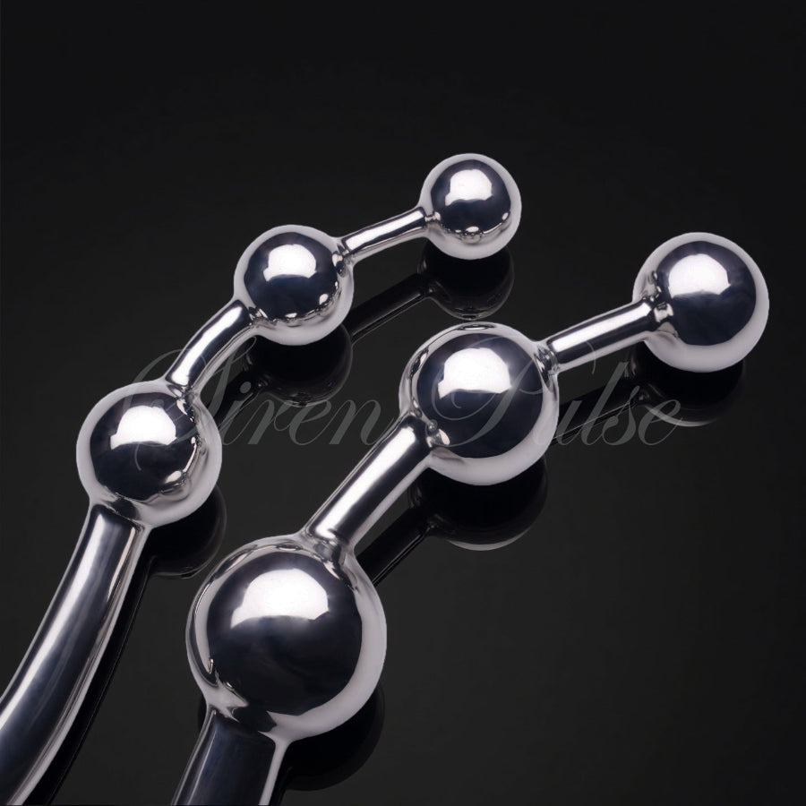 Anal beaded dildo wand BDSM toys 2026, stainless steel anal play tool by Siren Pulse