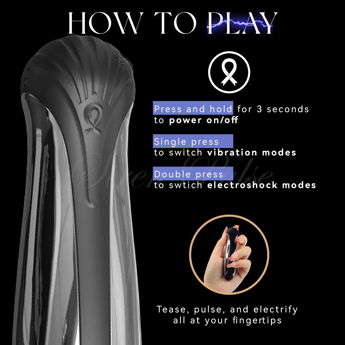 Siren Pulse electro shock dildo vibrator BDSM sex toy with electric pulses