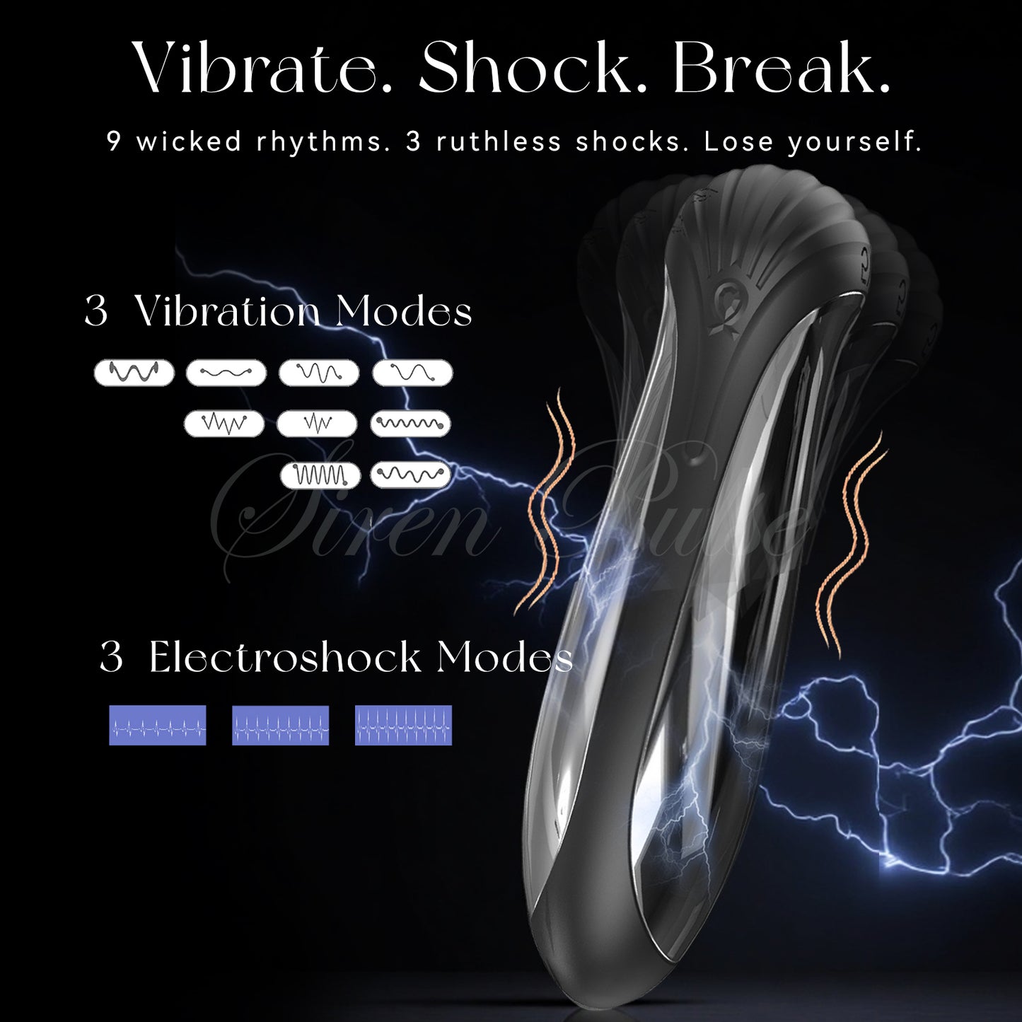 Siren Pulse electro shock dildo vibrator BDSM sex toy with electric pulses