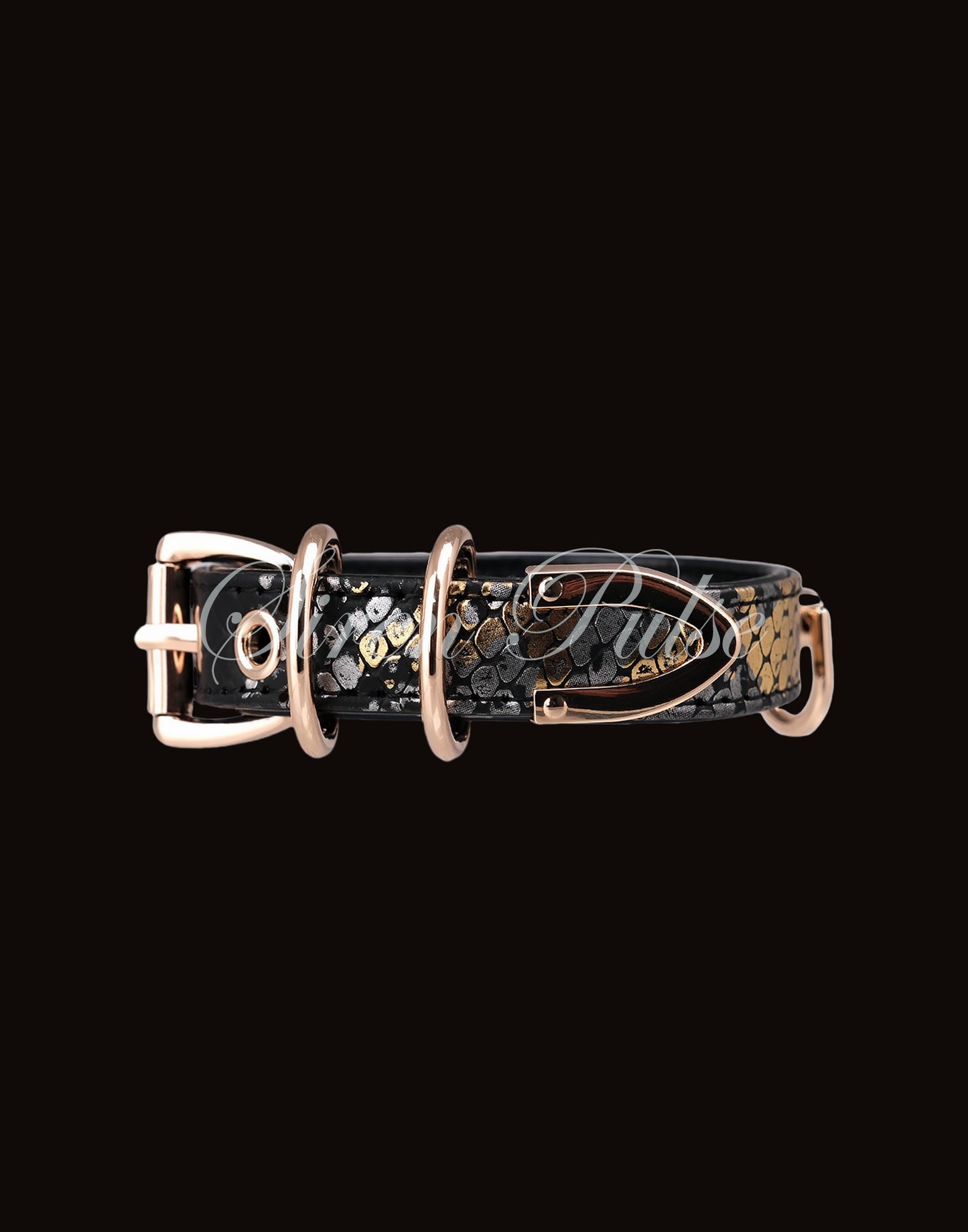 Siren Pulse GILT BIND gold chain handcuffs with snake print and gold buckles