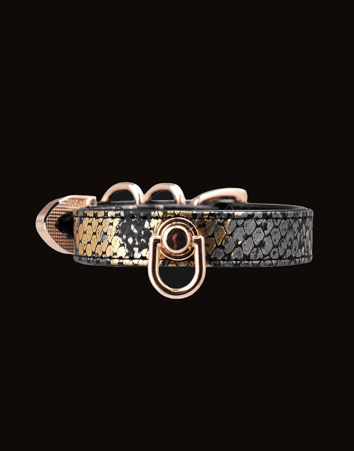 Siren Pulse GILT BIND gold chain handcuffs with snake print and gold buckles
