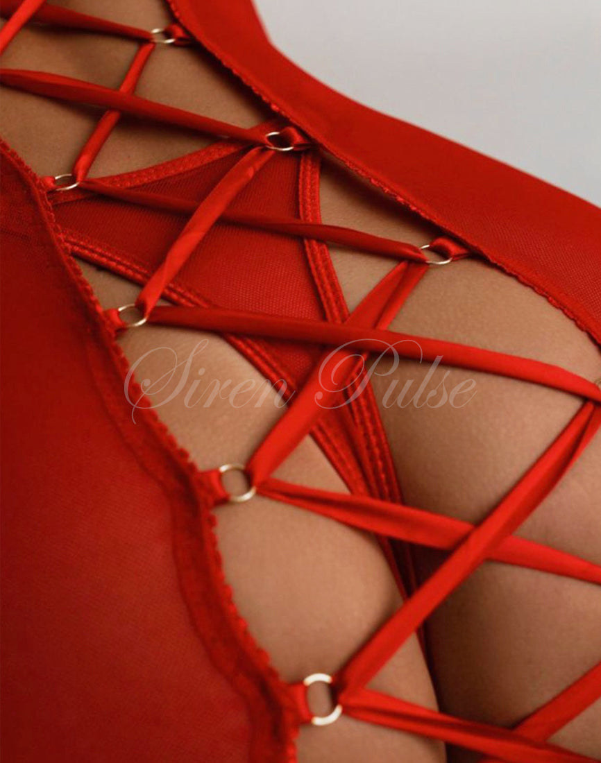 Red Devil Backless Dress | Siren Pulse – Sexy Red Dress with Tie-Back Design