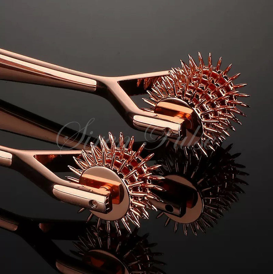 Siren Pulse 3-piece rose gold Wartenberg wheel set for BDSM play