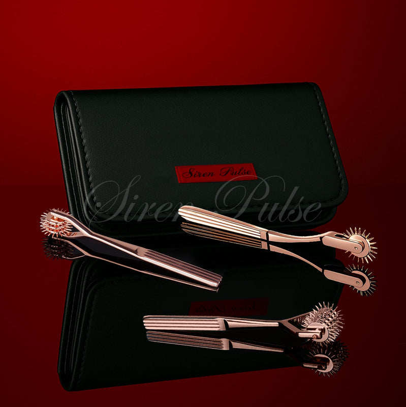 Siren Pulse 3-piece rose gold Wartenberg wheel set for BDSM play