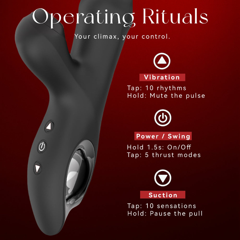 Thrusting suction vibrator with internal beaded core by Siren Pulse – G-spot sex toy with deep thrust, clit air pulse, and liquid silicone body