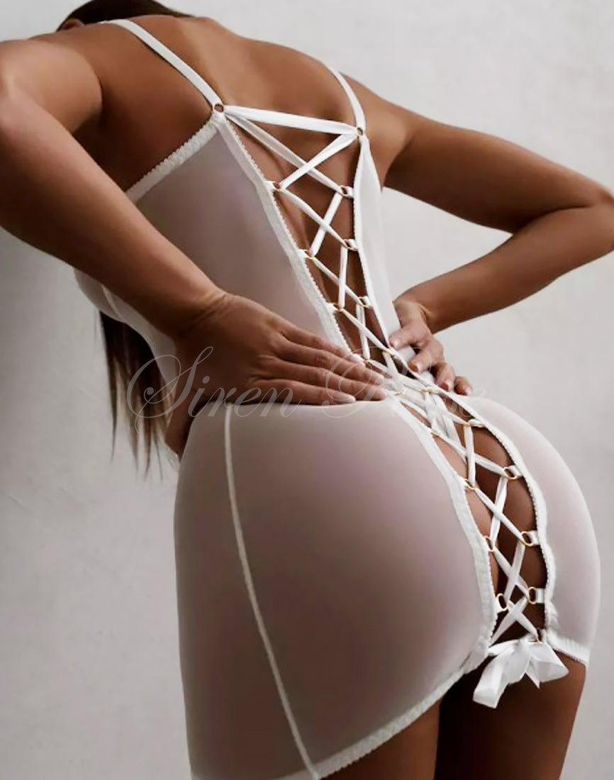 White Devil Backless Dress | Siren Pulse – Sexy White Dress with Tie-Back Design