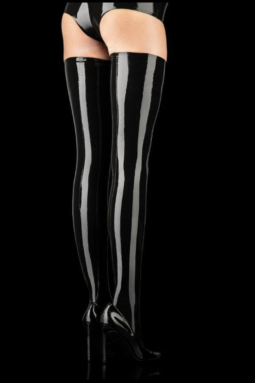 Siren Pulse sexy latex sheer lingerie thigh highs hosiery, plus size available.