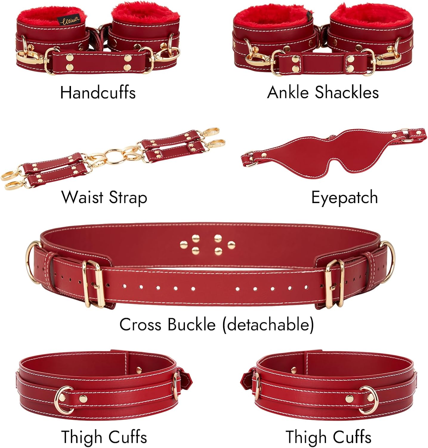 Luxury leather made sex bondage BDSM restraints 6PCS sets from Siren Pulse.