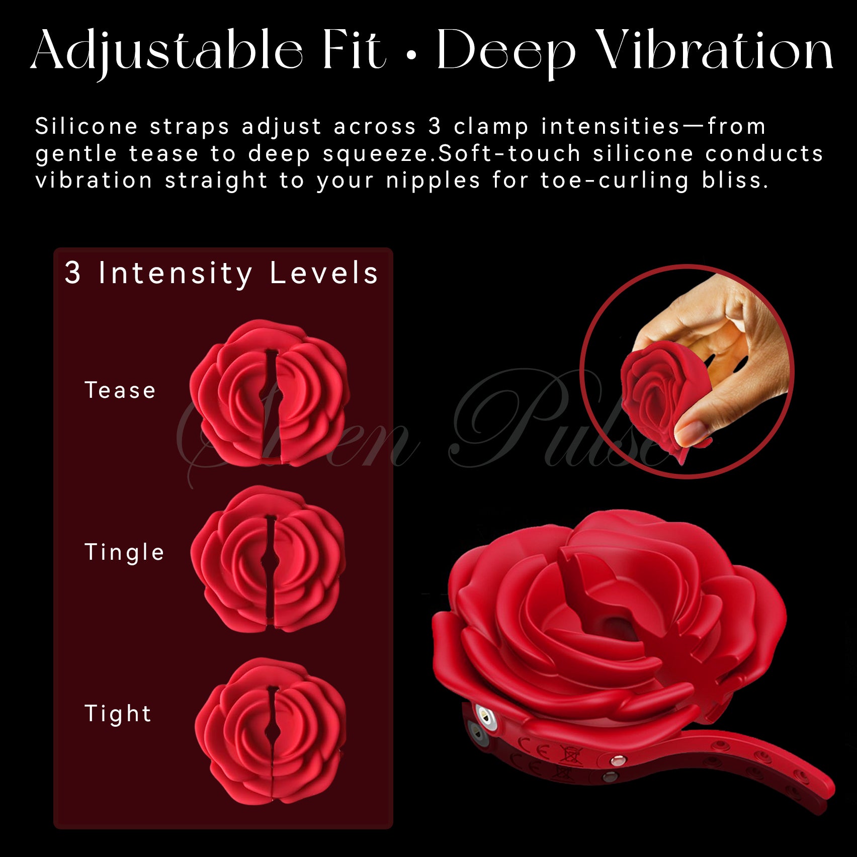Rose Vibrating Nipple Clamps: BDSM Nipple Sex Toy | Siren Pulse Rose Vibrating Nipple Clamps: BDSM Nipple Sex Toy | Siren Pulse