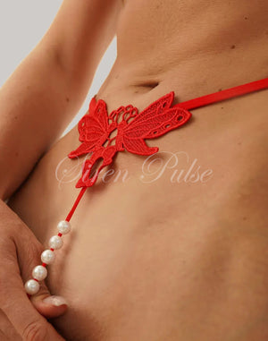 Siren Pulse Sexy Pearl G-String in white, black, and red for a daring, seductive look. High-quality lingerie designed to make you feel confident and irresistible
