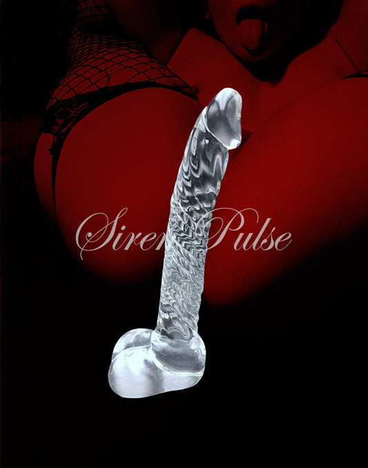 Siren Pulse Crystal Temptation Glass Dildo: A versatile glass anal plug and glass dildo, perfect for BDSM club adventures and inspiring thrilling BDSM stories