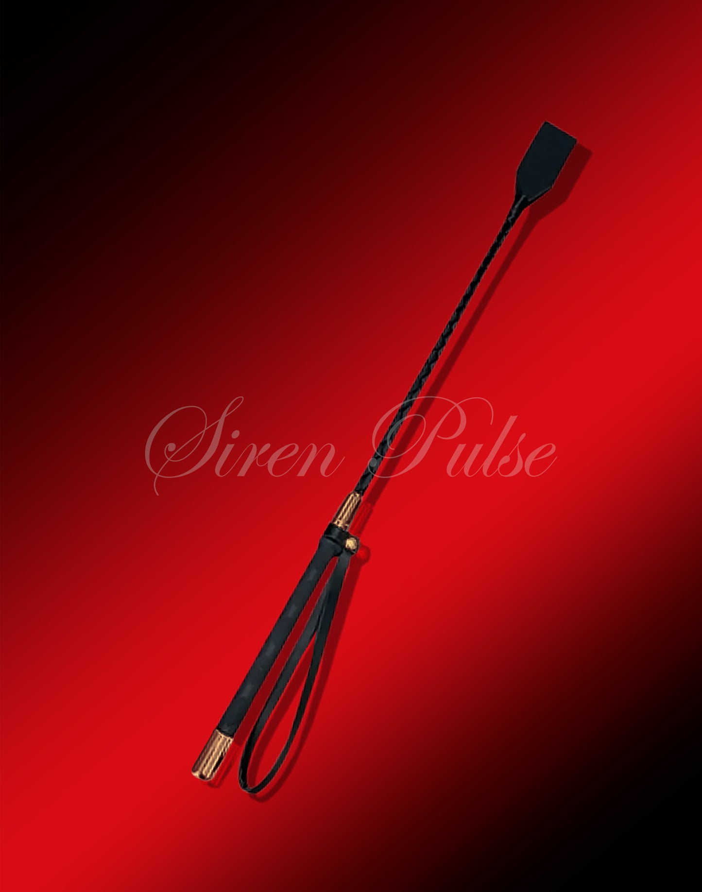 Siren Pulse collection of Bondage and Fashion Fetish, Sex toy black leather bdsm riding crop paddle.