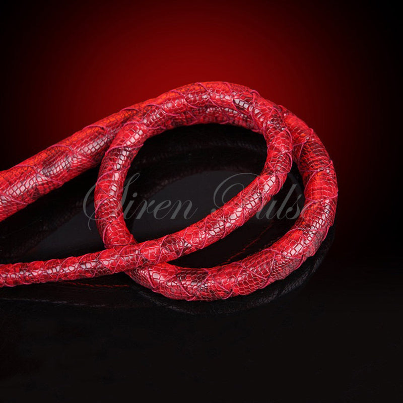 Siren Pulse SIREN LASH™ Crimson Snake Pattern Vegan Leather BDSM Whip


