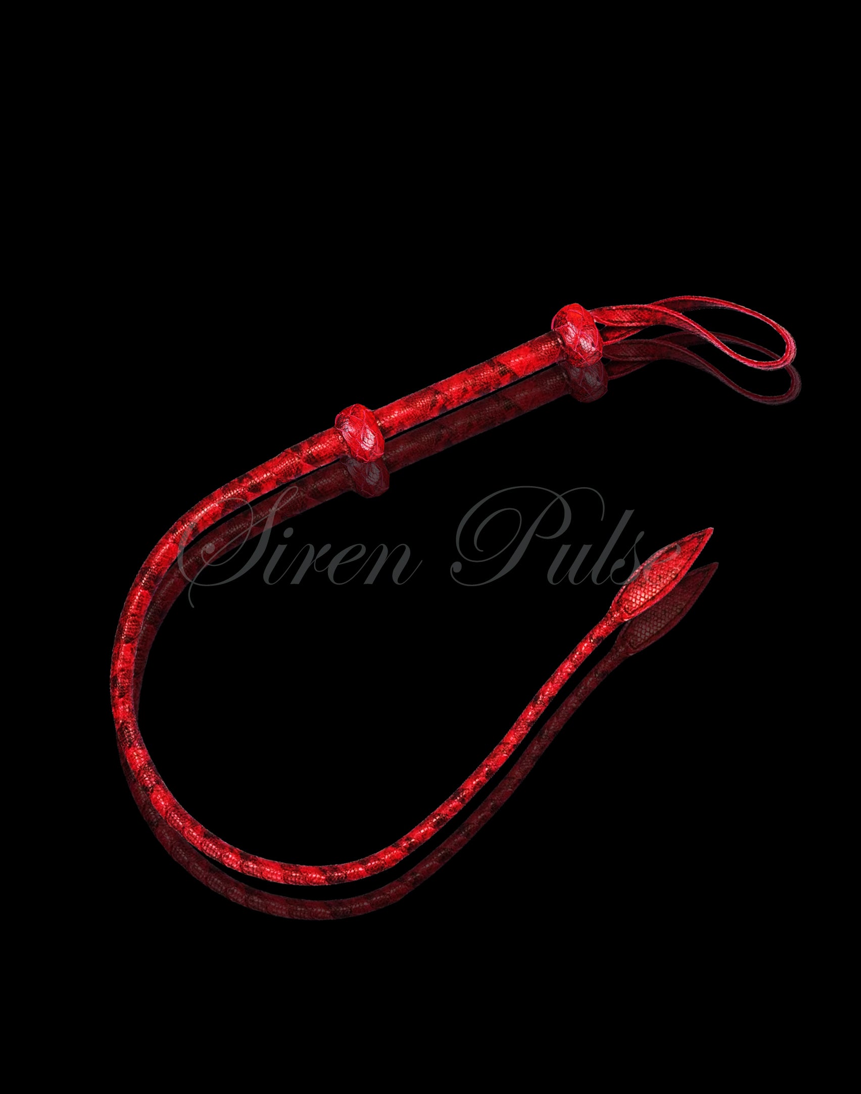 Siren Pulse SIREN LASH™ Crimson Snake Pattern Vegan Leather BDSM Whip
