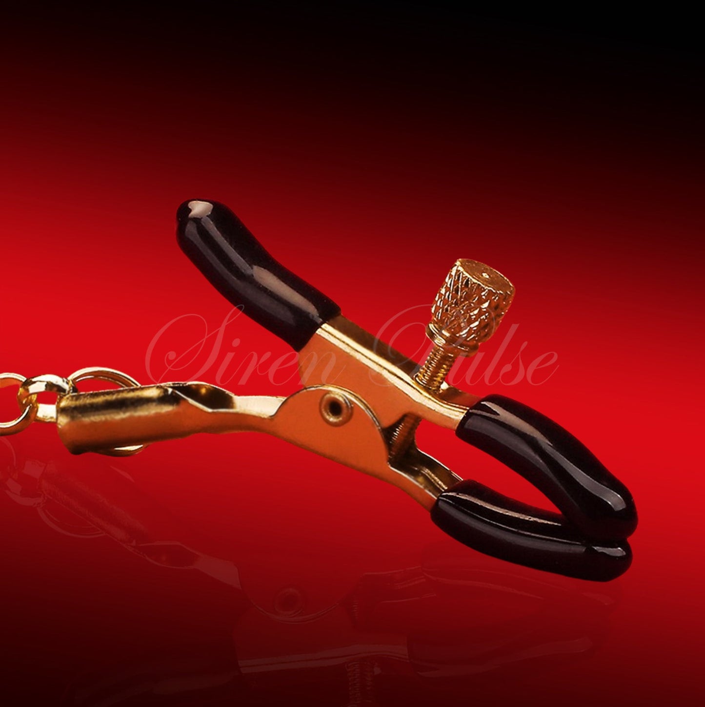Gold snake nipple clamps with silicone tips by Siren Pulse – adjustable BDSM adult sensory toy for nipple play and power dynamics