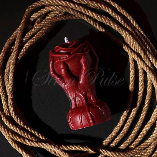  Rose shaped BDSM wax play candle by Siren Pulse – low temperature drip rose sex toy sculpted in hands for erotic ritual and sensory control